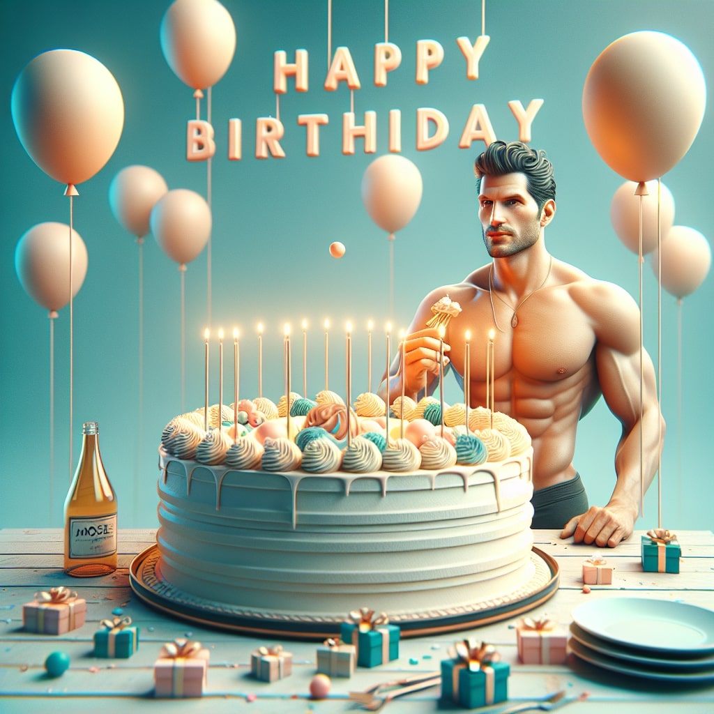 muscular man happy birthday image