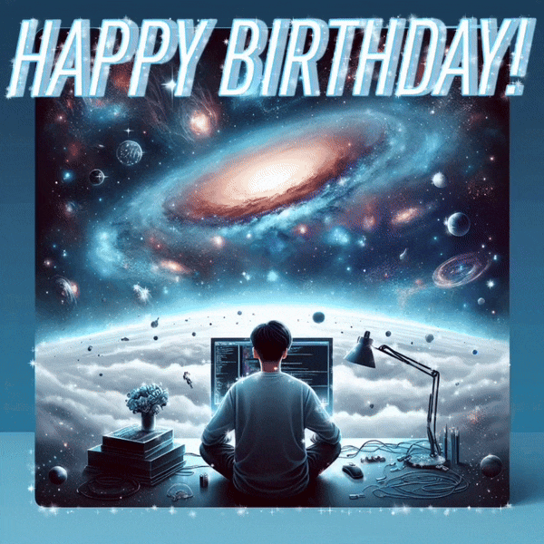 Happy Birthday GIF for brother/uncle (space)