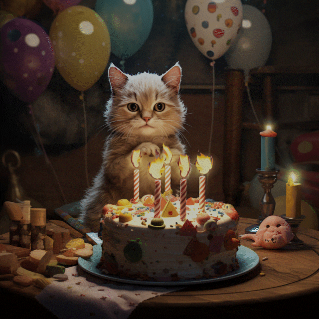 birthday wishes - cat animated