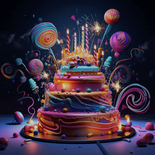 birthday wishes - layered cake animated gif