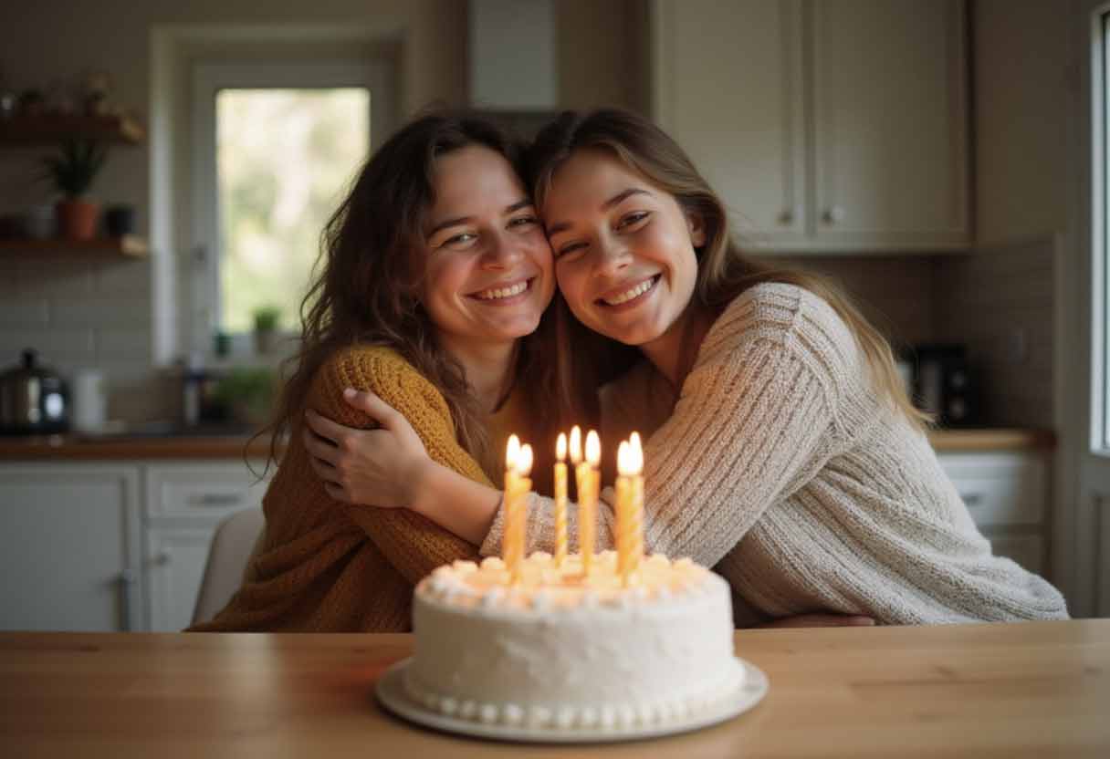 Baby in a high chair with cake smeared on their face and hands.